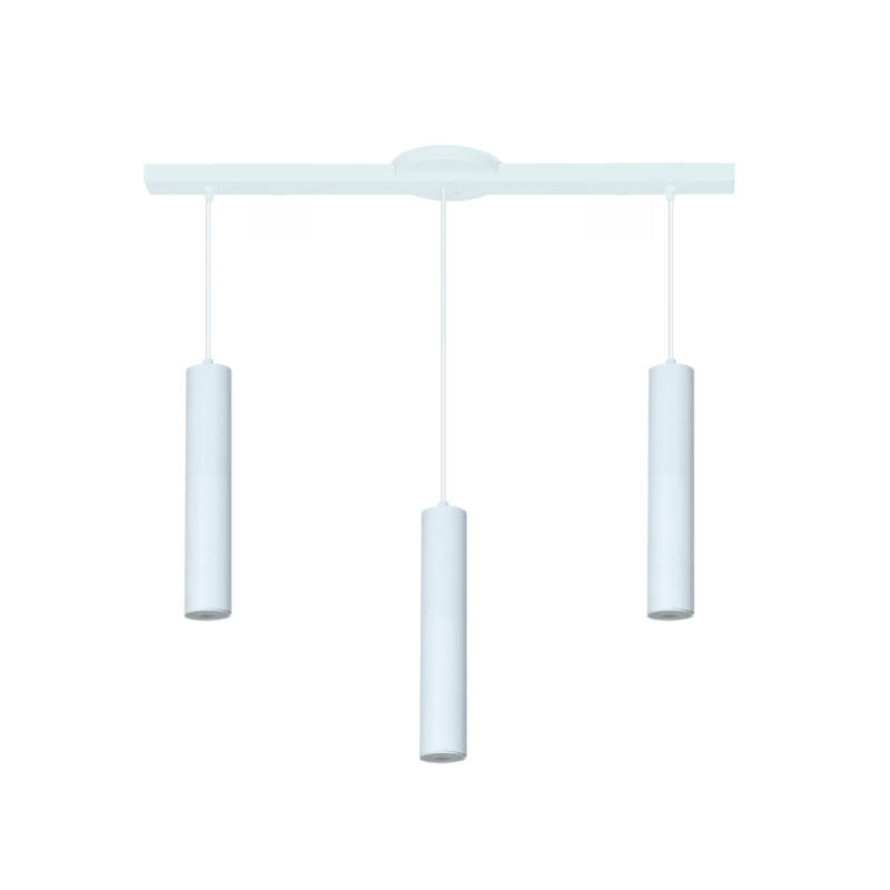 Base con 3 Colgante Tubo 50 Cm Blanco Negro 7W