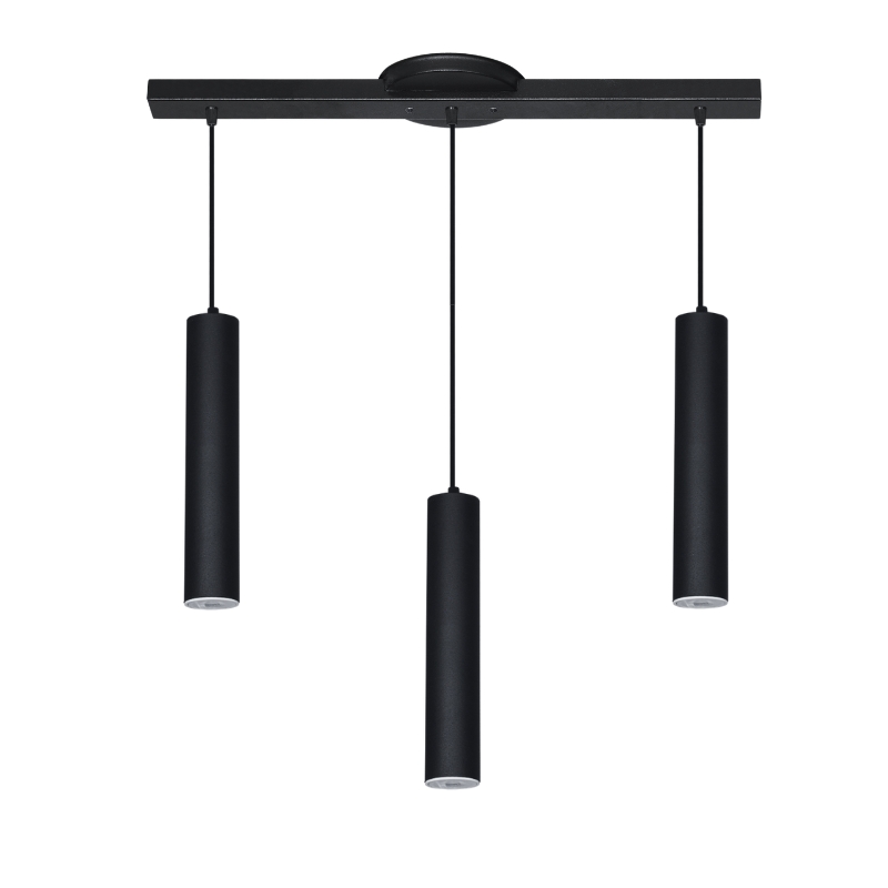 Base con 3 Colgante Tubo 50 Cm Blanco Negro 7W