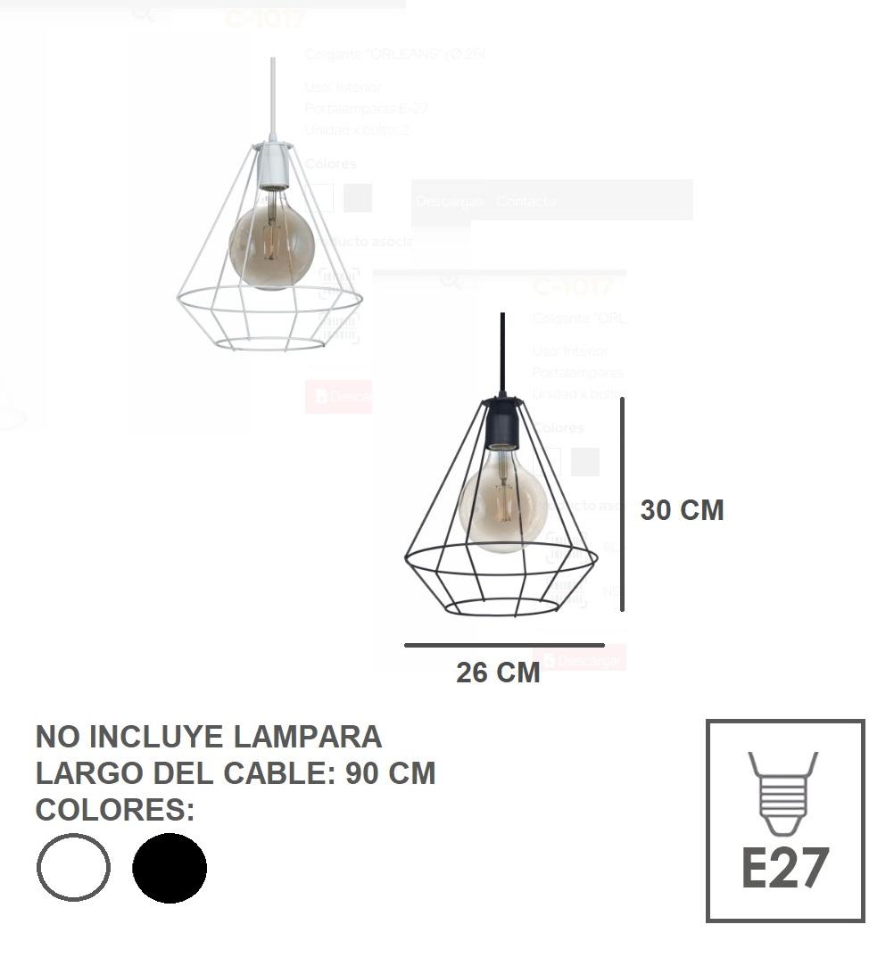 Colgante "Jaula" Grande Blanco Negro Para Lampara LED E27