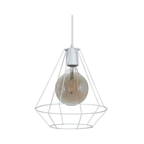 Colgante "Jaula" Grande Blanco Negro Para Lampara LED E27