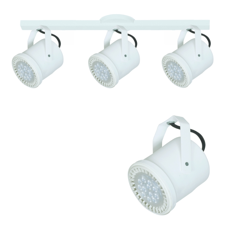 Base Riel 3 Spot Tacho Blanco / Negro AR111 LED 11w