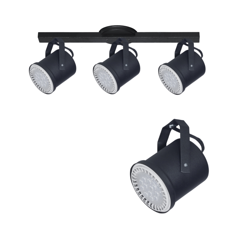 Base Riel 3 Spot Tacho Blanco / Negro AR111 LED 11w