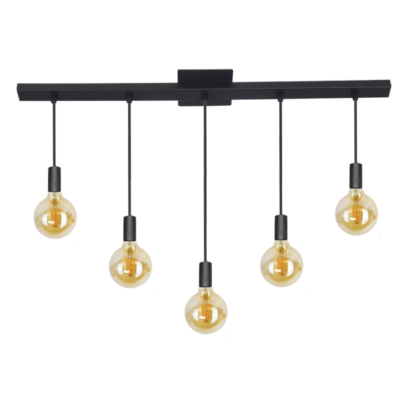 Base Con 5 Colgante Portalamparas Vintage Apto Led E27