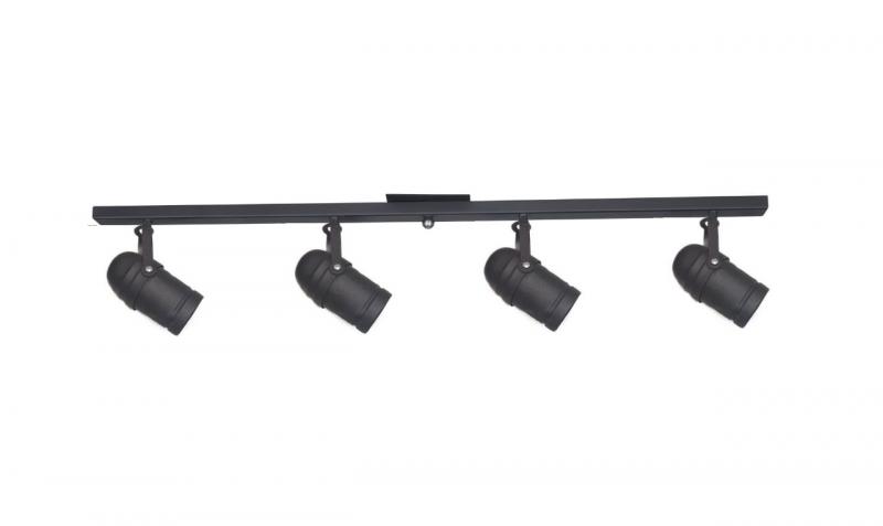 Base Riel 4 Spot Cinema Blanco / Negro Dicroica Led 7w