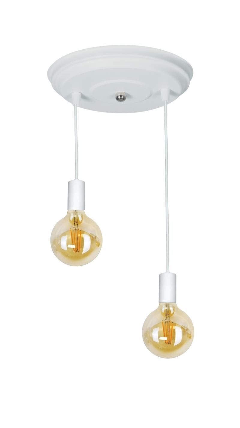 Base Redonda con 2 Colgante Portalamparas PVC