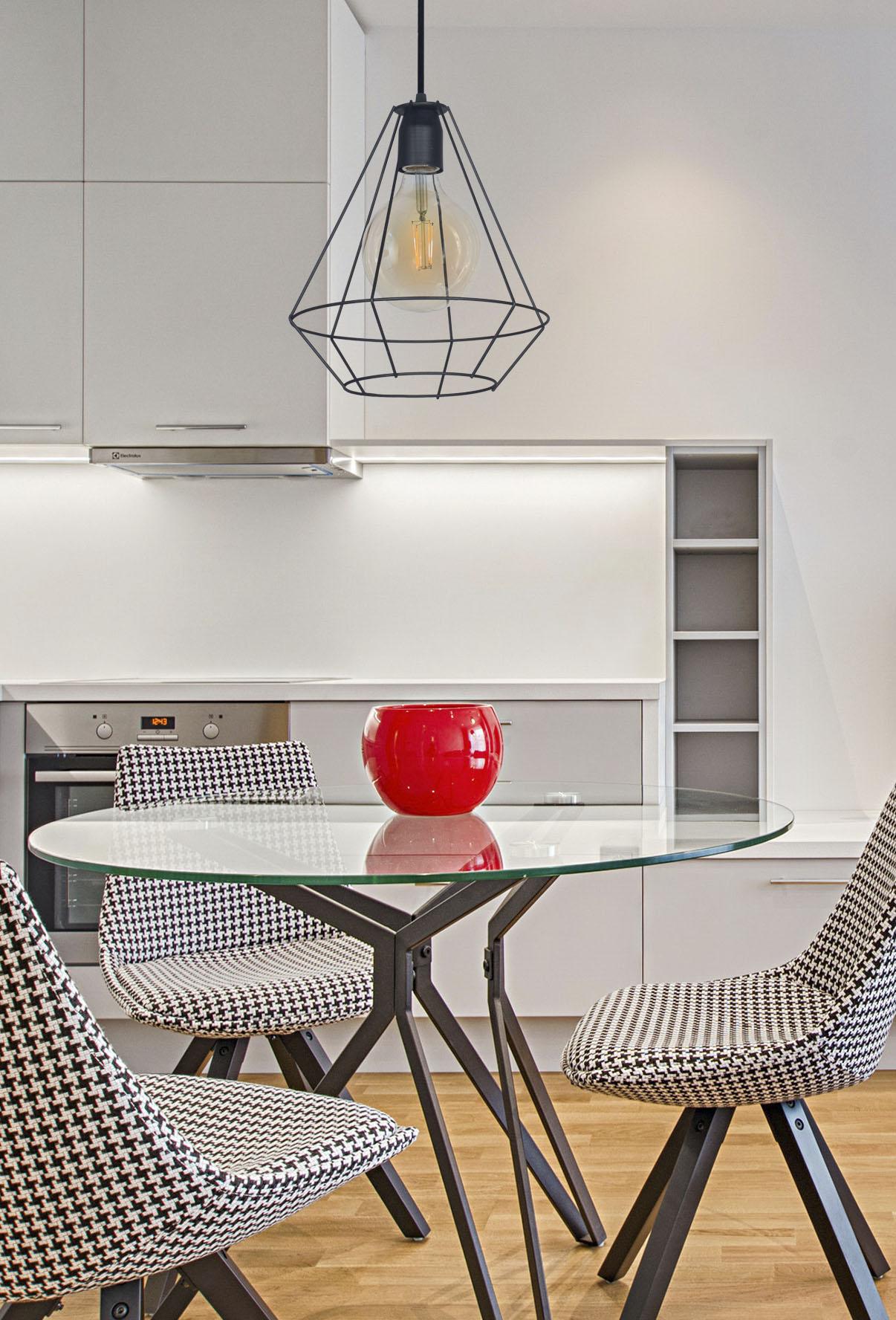 Colgante "Jaula" Grande Blanco Negro Para Lampara LED E27