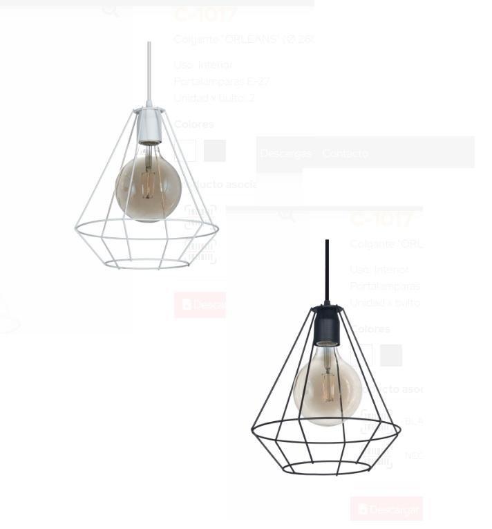 Colgante "Jaula" Grande Blanco Negro Para Lampara LED E27