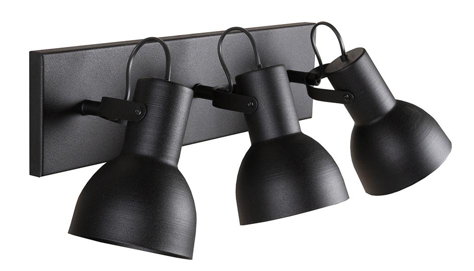 Aplique Pared Industrial 3 Luces Blanco Negro