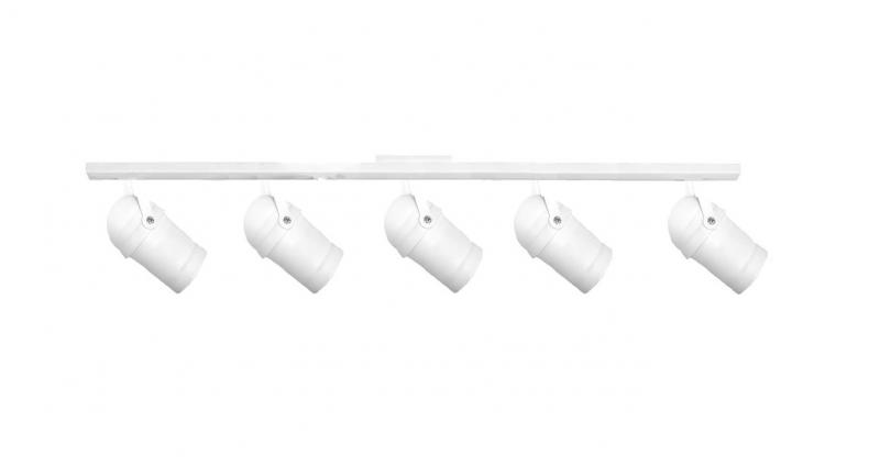 Base Riel 5 Spot Cinema Blanco / Negro Dicroica Led 7w