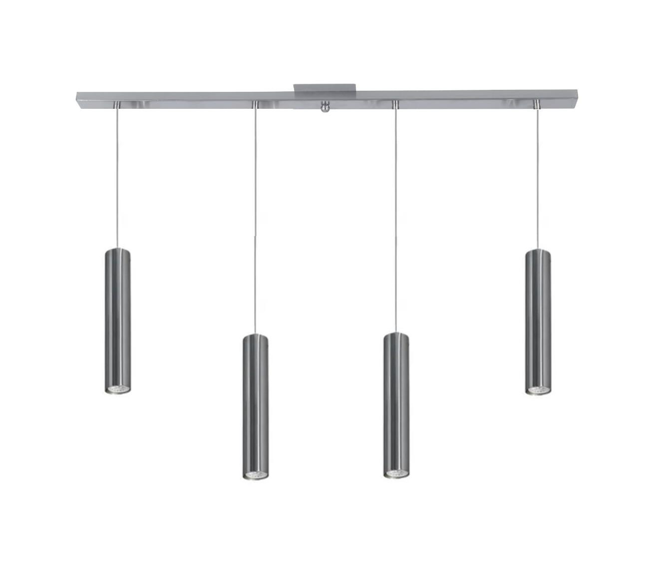 Base con 4 Colgante Tubo Acero 35 cm Dicroica LED