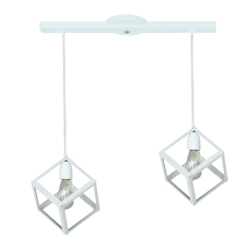 Base con 2 Colgante Cubo Blanco Negro Para LED E27