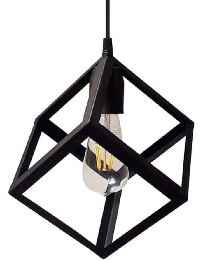 Base con 2 Colgante Cubo Blanco Negro Para LED E27