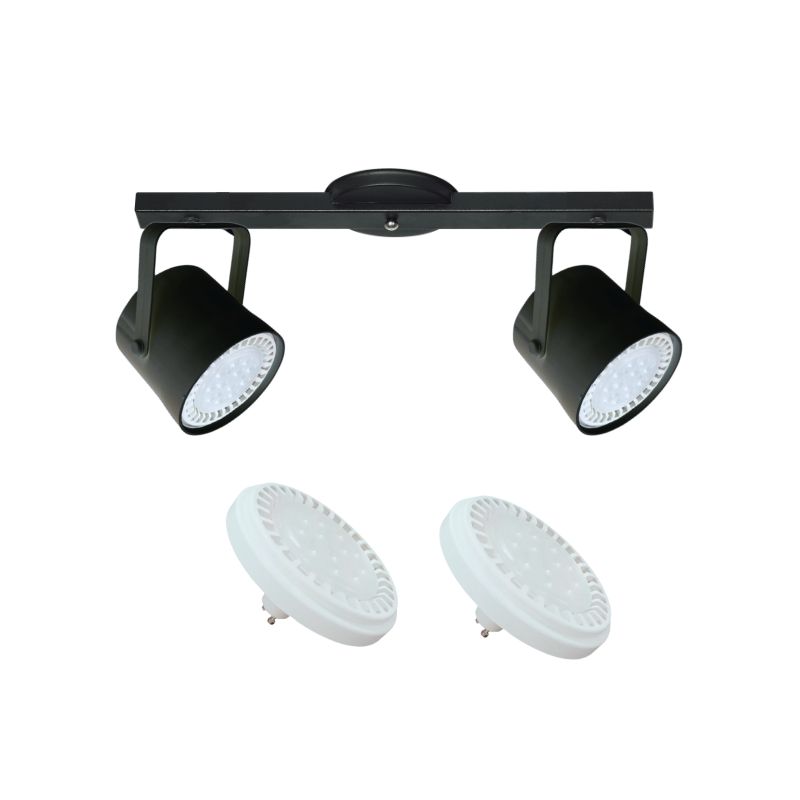 Base Riel 2 Spot Tacho PVC Blanco / Negro AR111 LED 11w