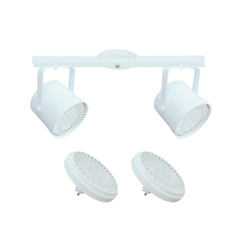 Base Riel 2 Spot Tacho PVC Blanco / Negro AR111 LED 11w