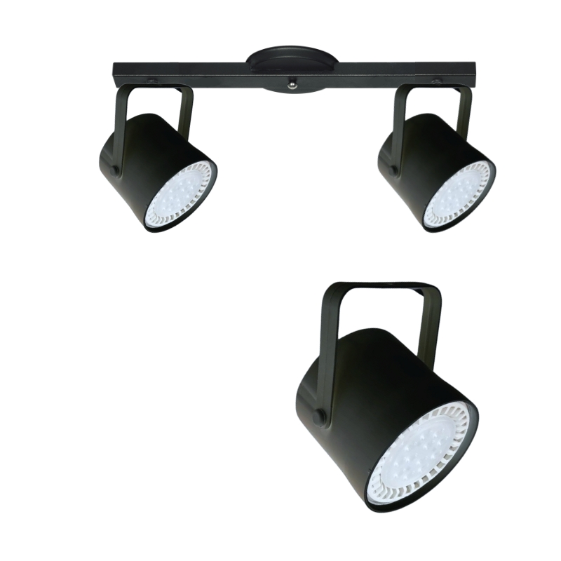 Base Riel 2 Spot Tacho PVC Blanco / Negro AR111 LED 11w