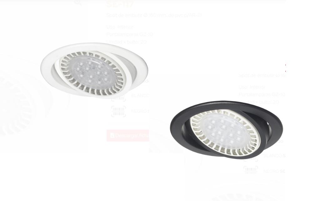 Spot Embutir PVC Blanco Negro Móvil AR111 LED 11W
