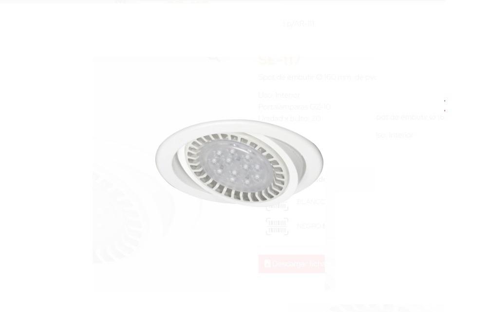 Spot Embutir PVC Blanco Negro Móvil AR111 LED 11W