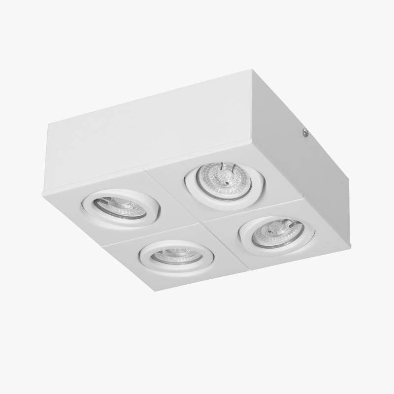 Plafon Aplicar 4 Dicroica LED 7w Blanco / Negro