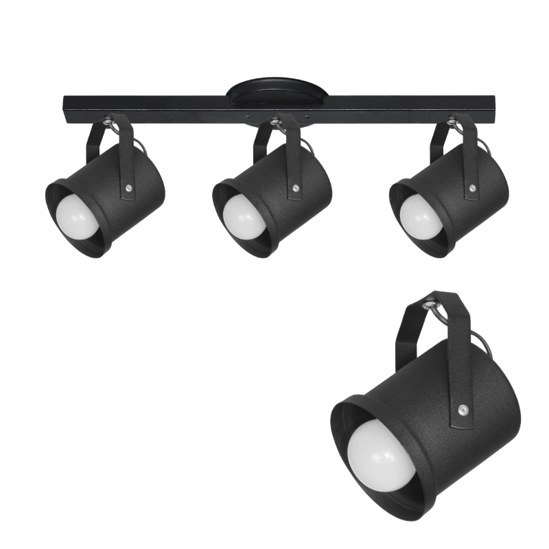 Base Riel 3 Spots Direccionables Para Lampara Led Rosca E27