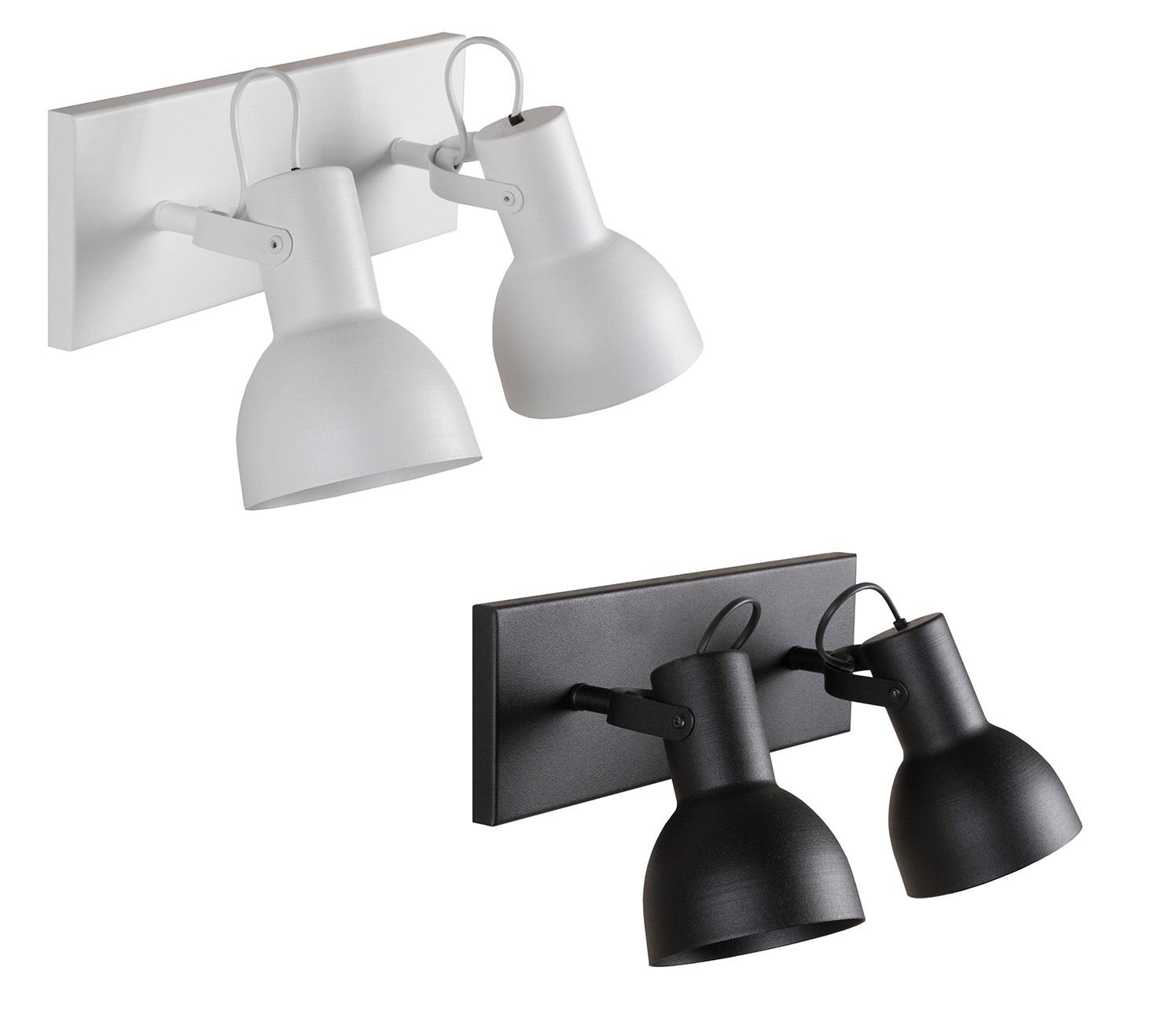 Aplique Pared Industrial 2 Luces Blanco Negro