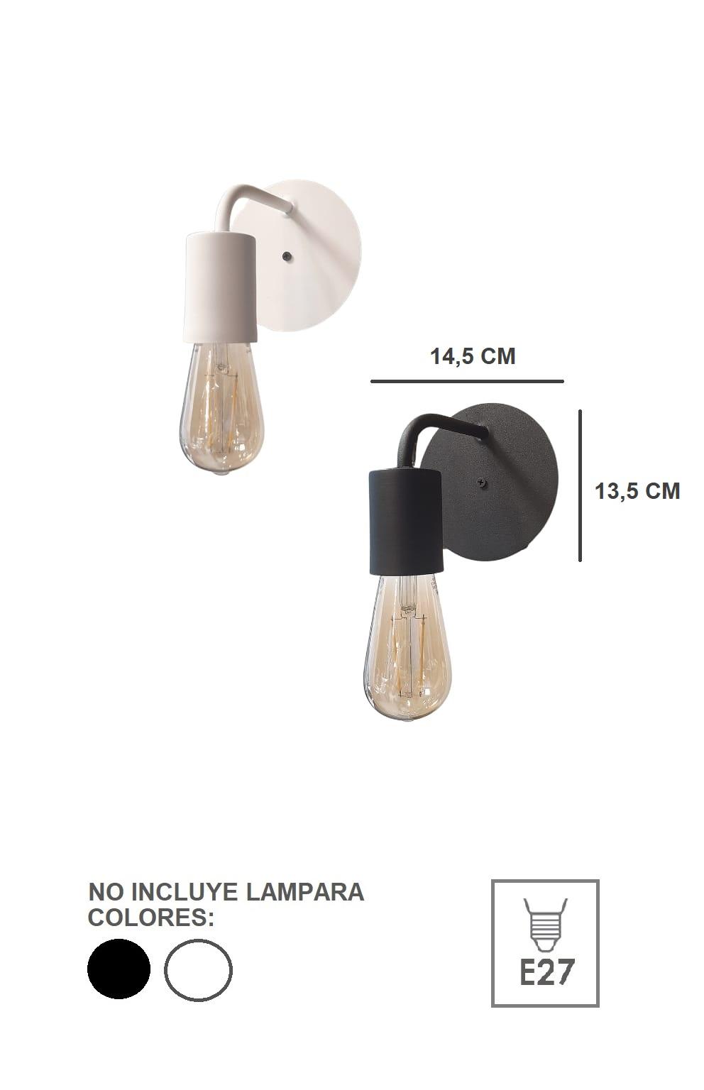 Aplique Pared Ap168 Blanco Negro Apto Vintage Led