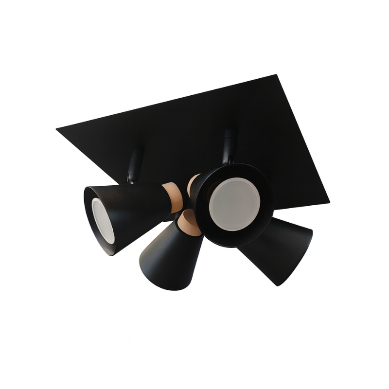 Plafon Techo Nordico 4 Luces Con Madera Led 7w 220v