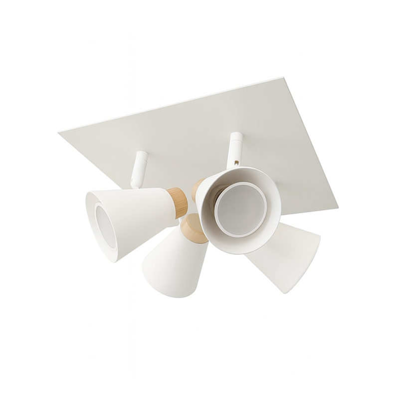 Plafon Techo Nordico 4 Luces Con Madera Led 7w 220v