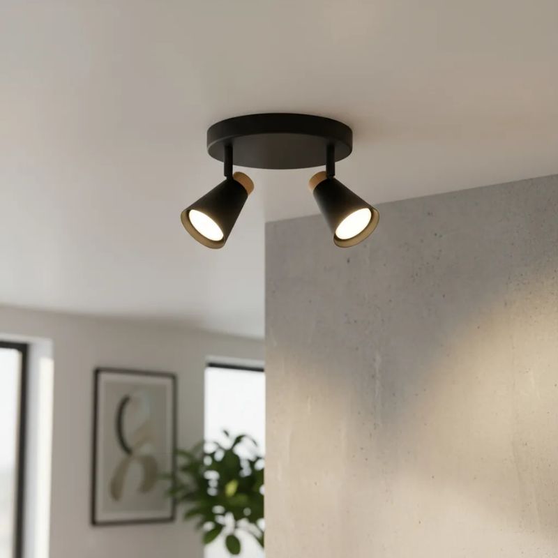 Plafon Nordico Techo 2 Luces Led 7w Apto Ventilador