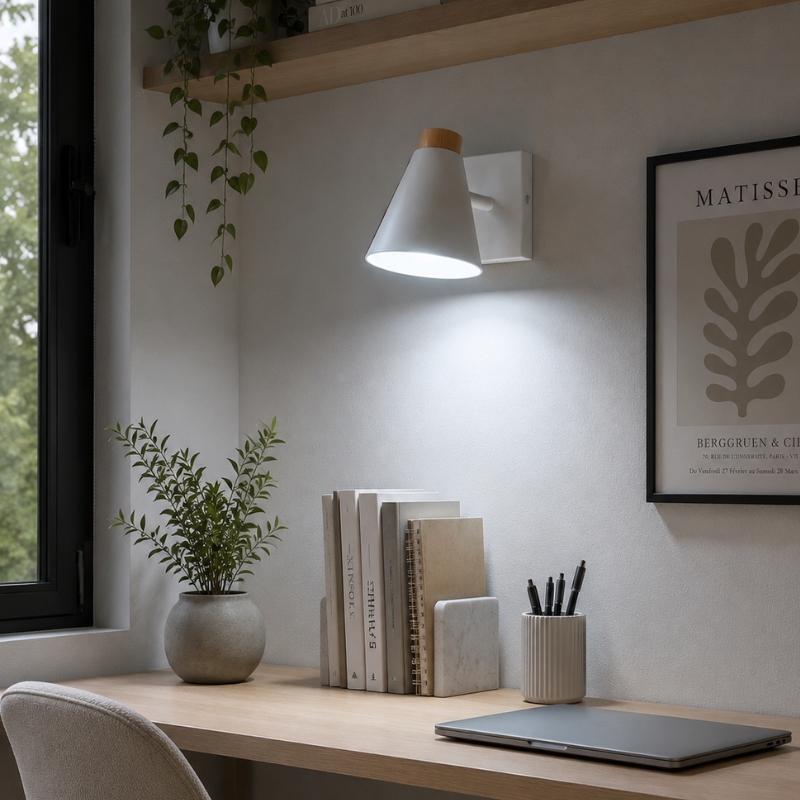 Aplique 1 Luz Con Madera Nordico Dicroica LED GU10
