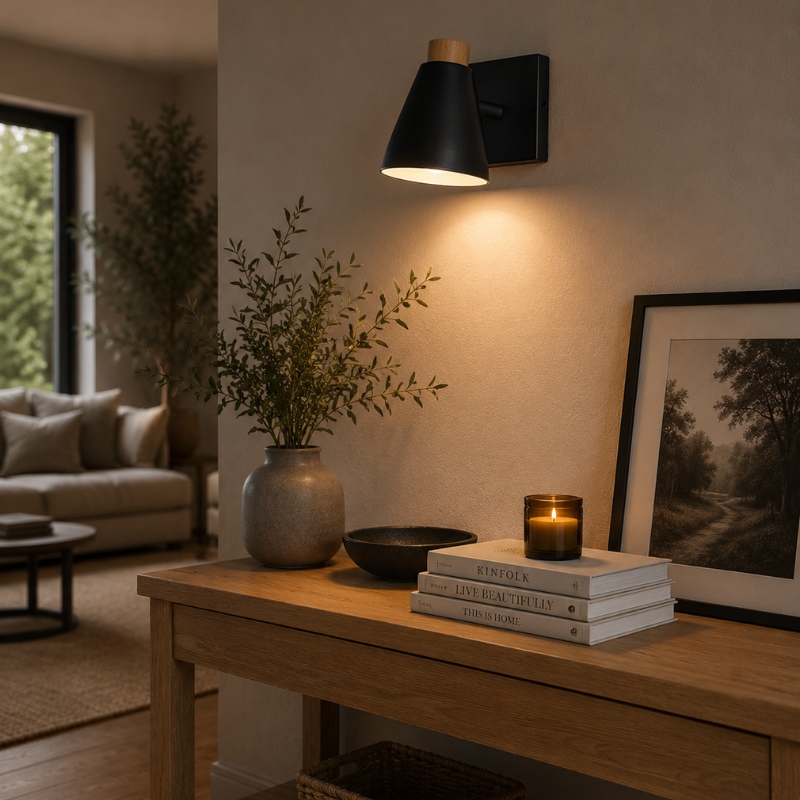 Aplique 1 Luz Con Madera Nordico Dicroica LED GU10
