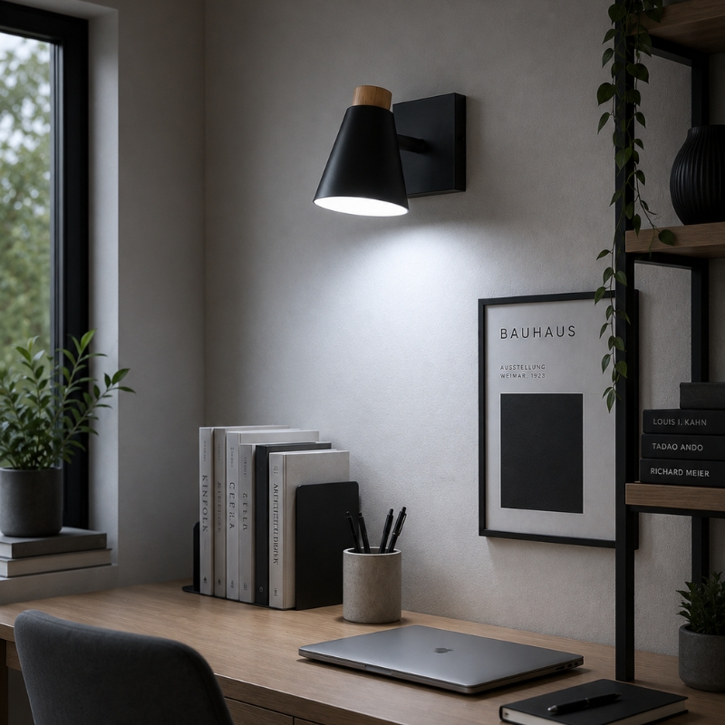 Aplique 1 Luz Con Madera Nordico Dicroica LED GU10
