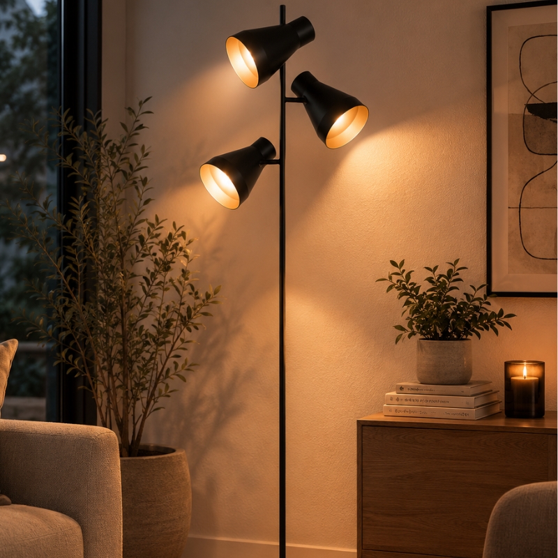 Lampara De Pie Moderna "Trio" 3 Luces E27