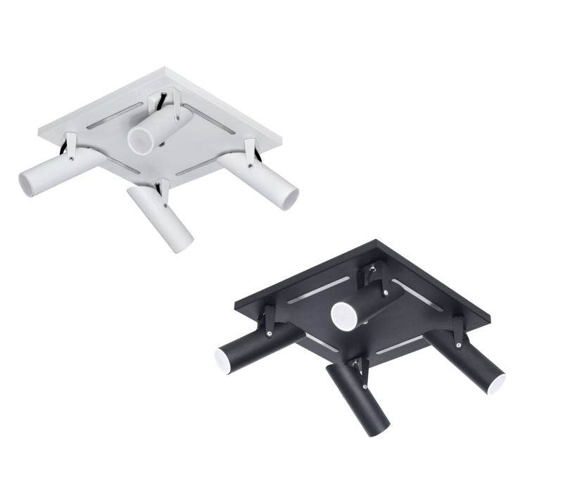 Aplique techo 4 luces cuadrado Ferrolux Borja Blanco Negro