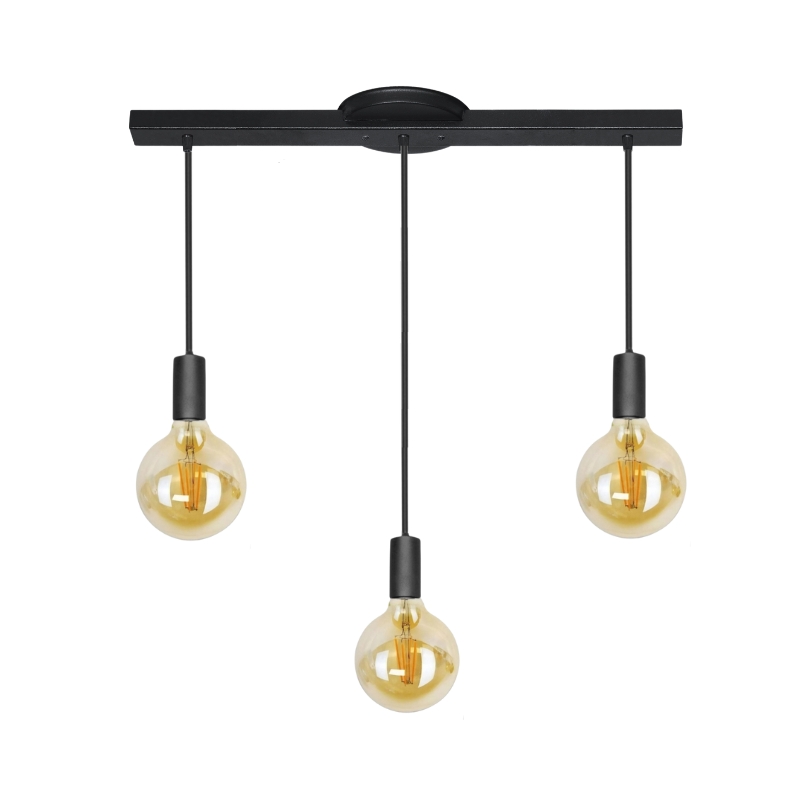 Base Con 3 Colgante Portalamparas Vintage Apto Led E27