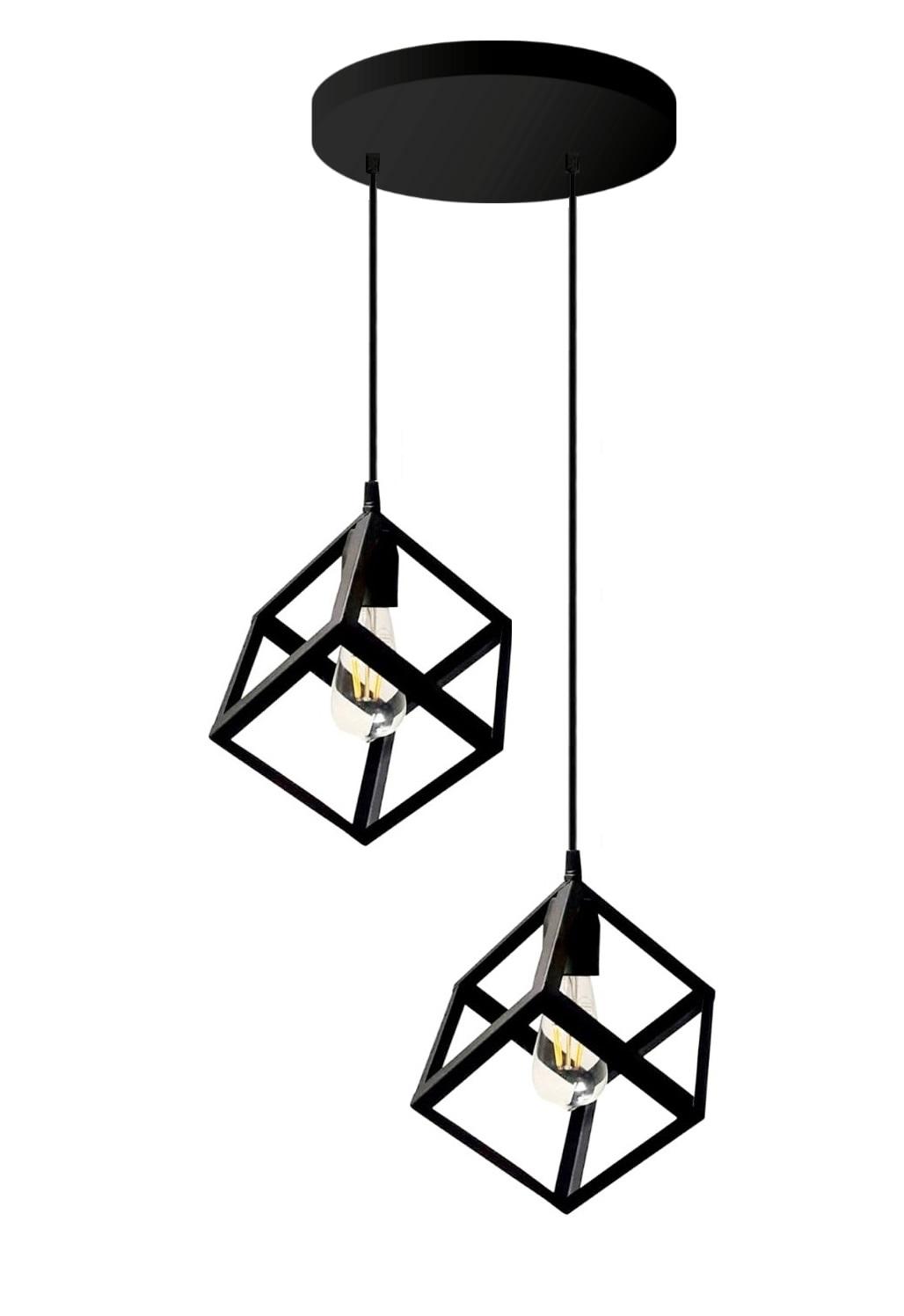 Base Redonda Con 2 Colgante Cubo Para LED E27