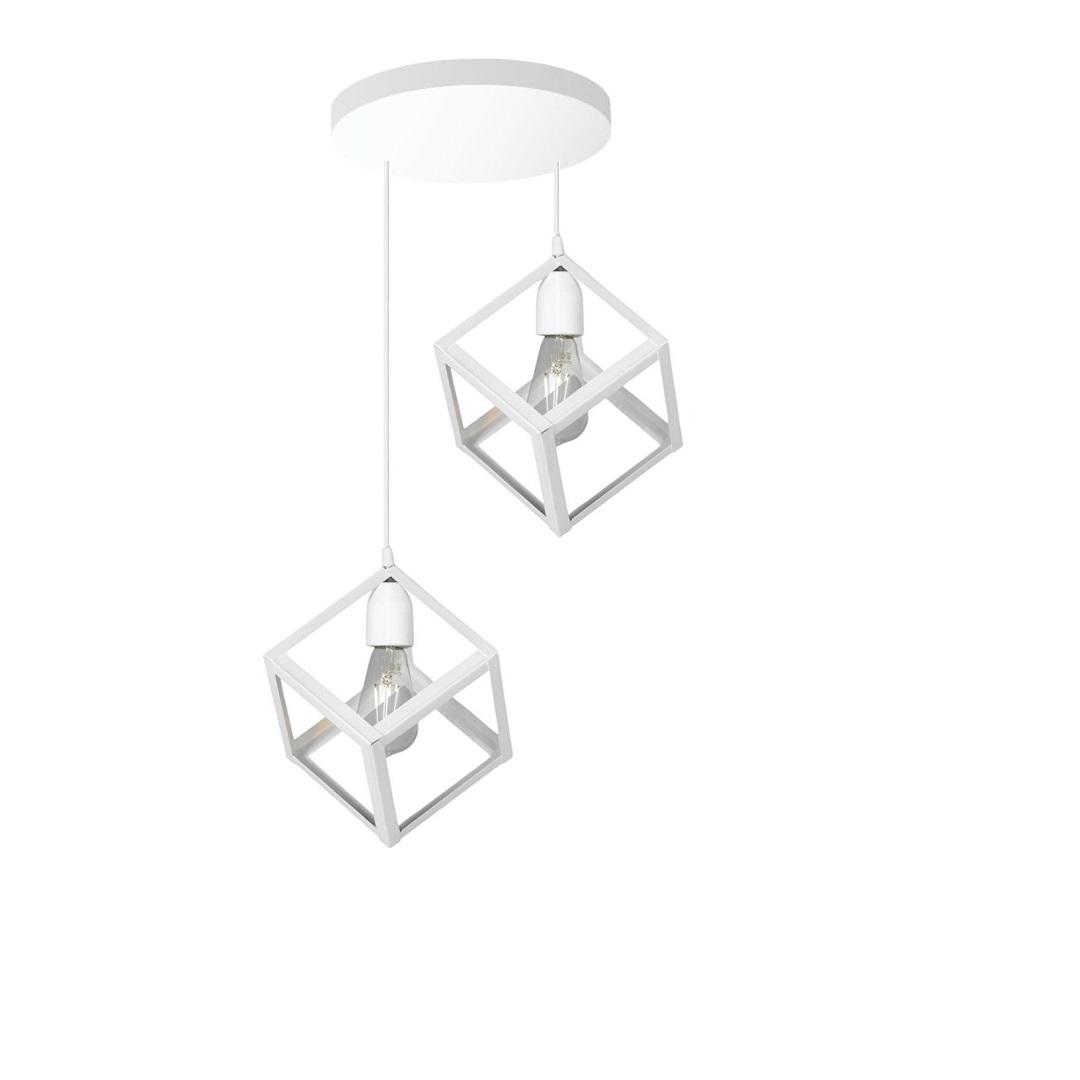 Base Redonda Con 2 Colgante Cubo Para LED E27