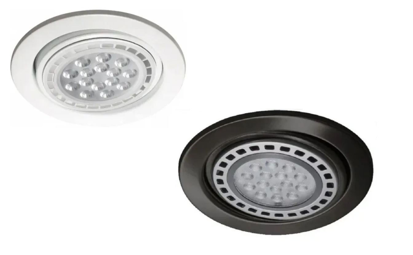 Spot Embutir Redondo Blanco Negro Móvil AR111 LED 12w Dimerizable