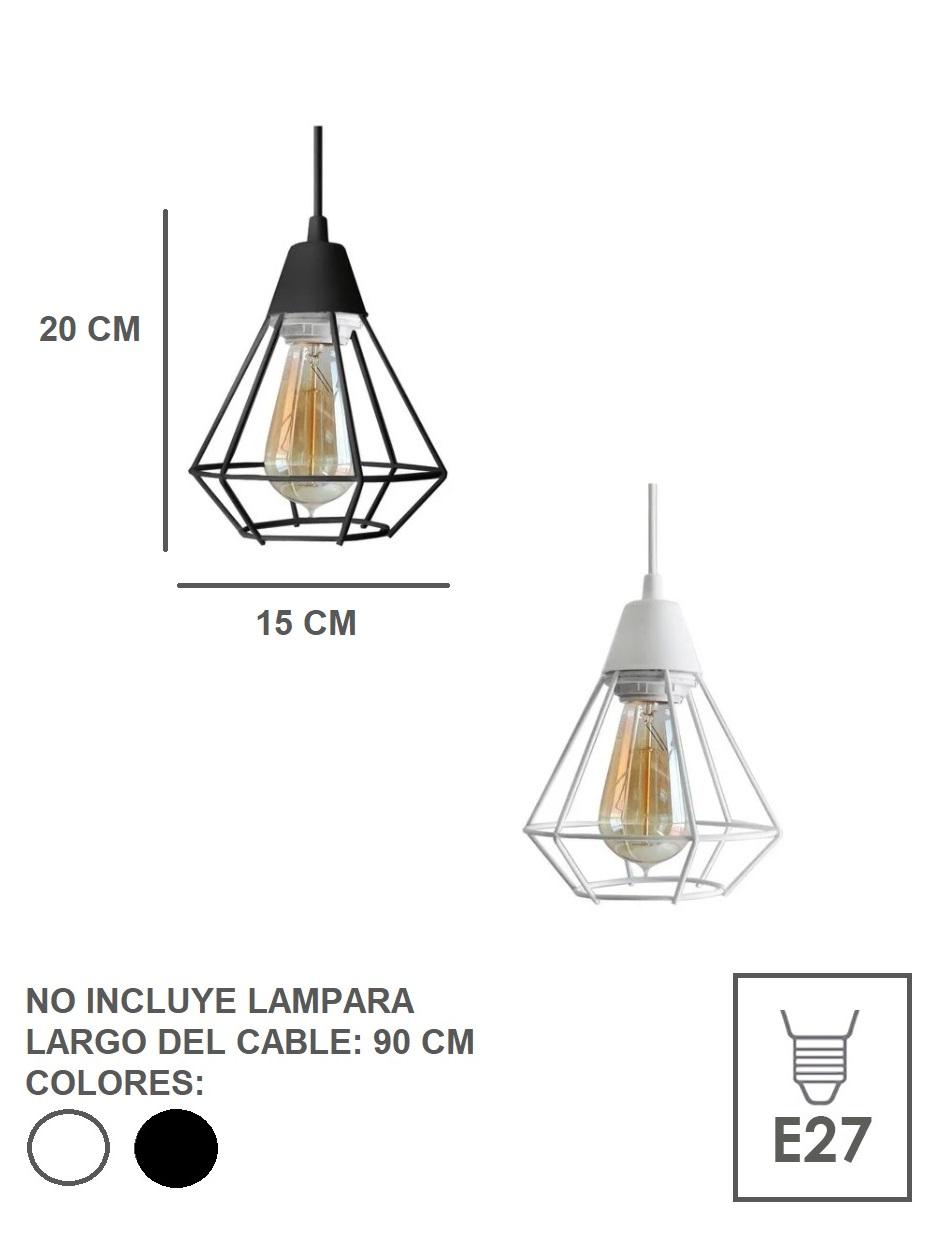 Lampara Colgante Jaula Blanca o Negra Apta Vintage LED