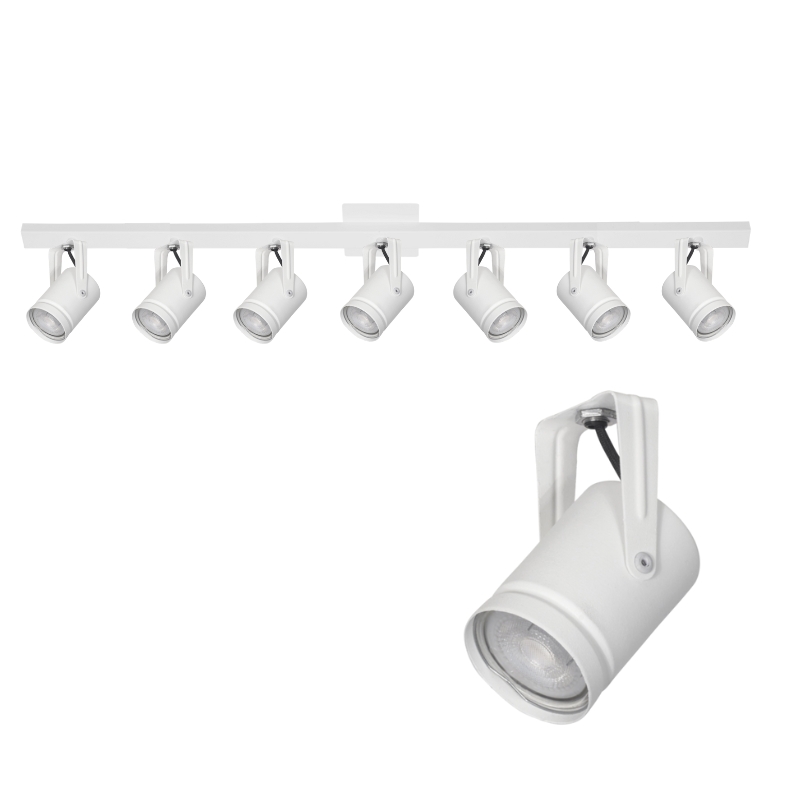 Aplique Barral 1,5 Mts 7 Spot Rectos Negro Dicroica Led 7w