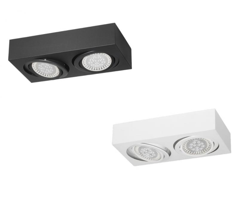 Plafon Aplicar 2 AR111 LED 11W Blanco Negro
