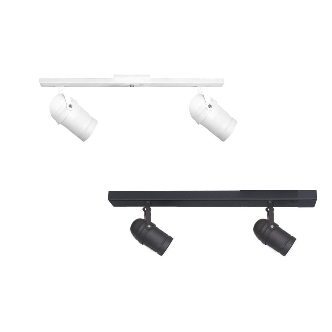 Base Riel 2 Spot Cinema Blanco / Negro Dicroica Led 7w