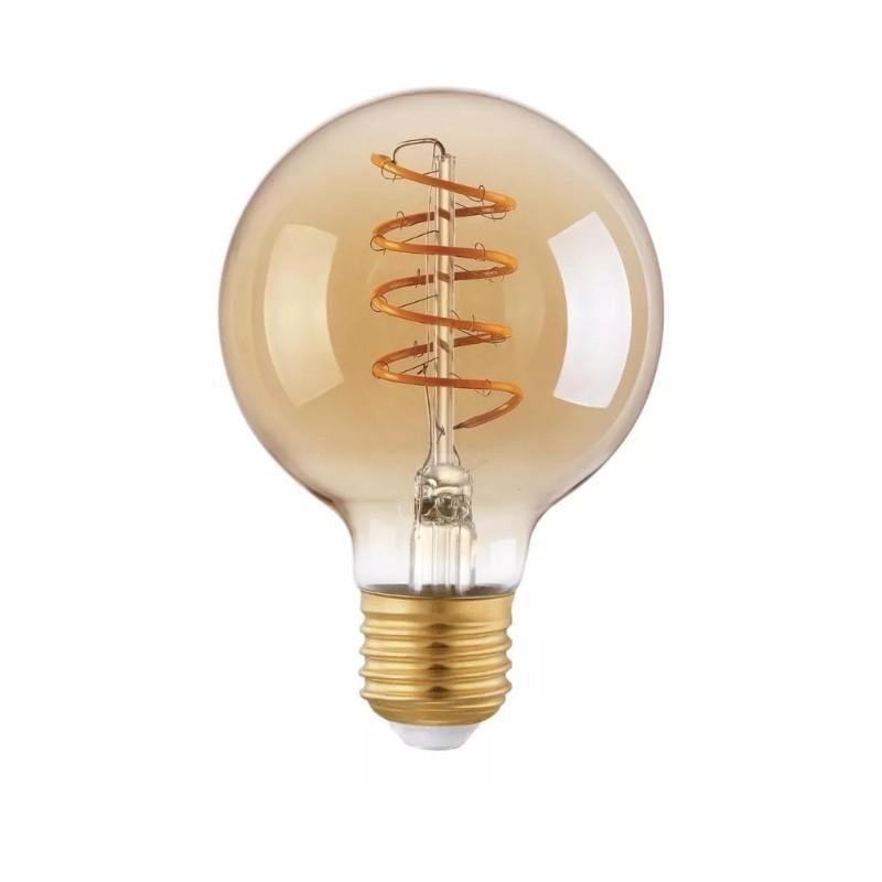 Lampara Globo Ambar Retro Deco 4w Dimerizable Luz Calida