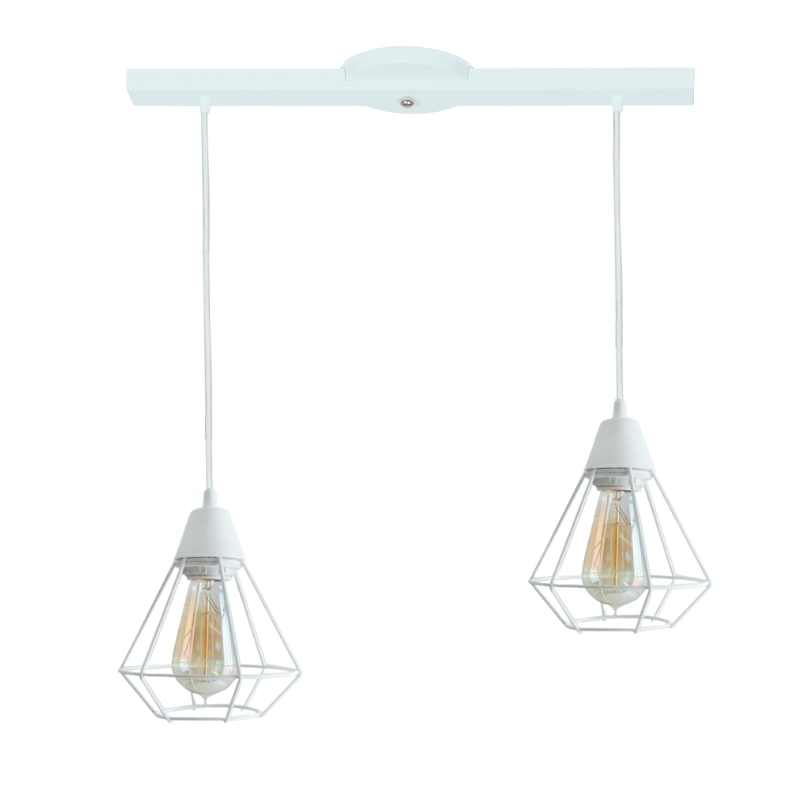 Base con 2 Colgante "Jaula" Blanco o Negro Ideal Vintage LED
