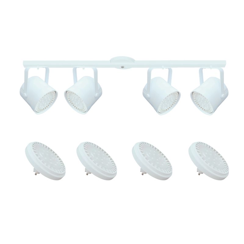 Base Riel 4 Spot Tacho PVC  Blanco / Negro AR111 LED 11w