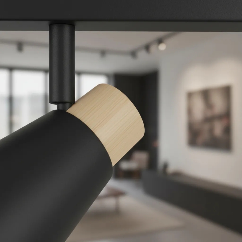 Aplique Slim 4 Luces Techo Con Madera Nordico Led 7w 220v