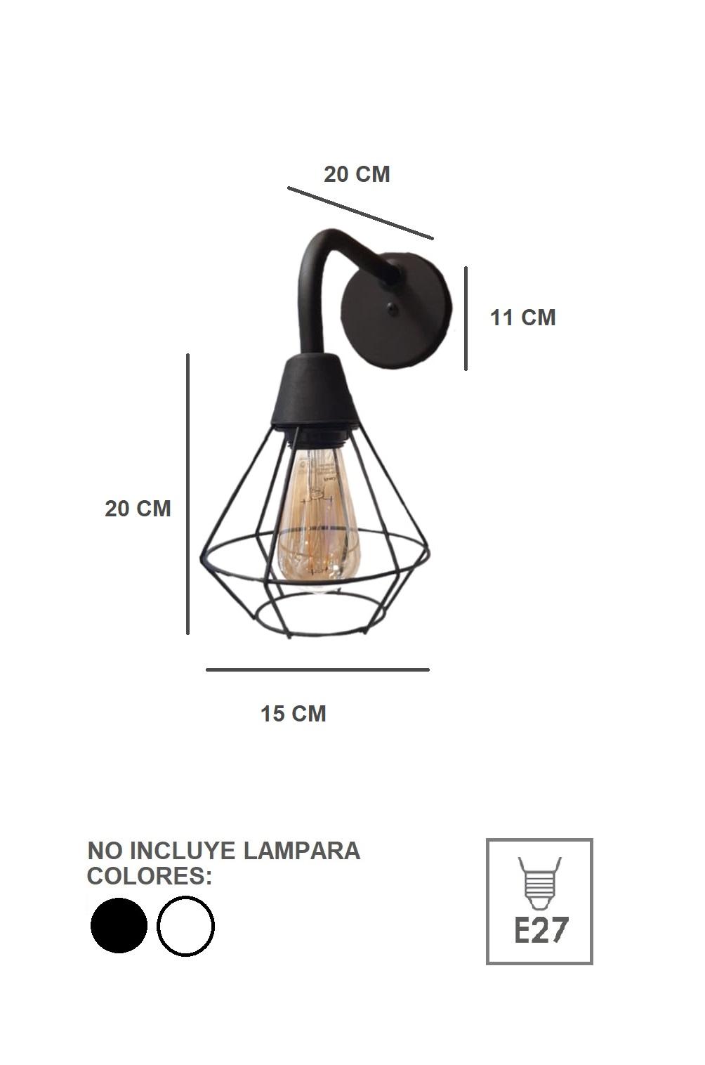 Aplique Pared Jaula C1003 Blanco Negro