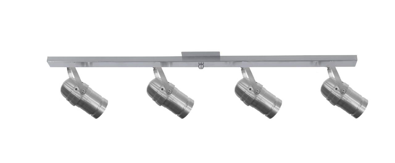 Base Riel 4 Spot Cinema Acero Dicroica Led 7w