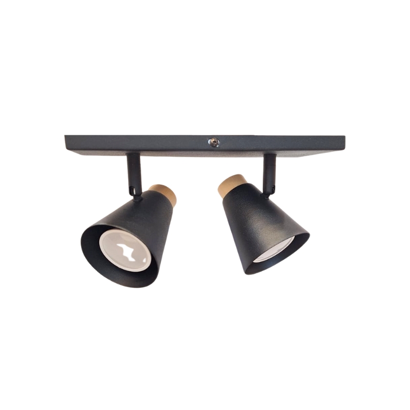 Aplique 2 Luces Con Madera Nordico Dicroica LED GU10