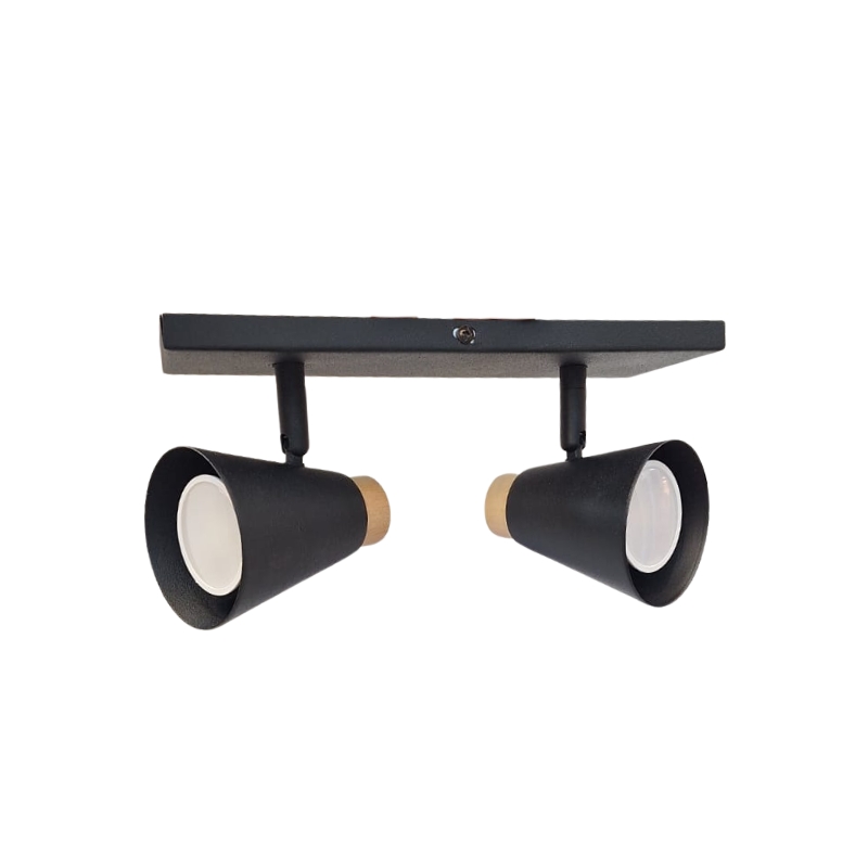 Aplique 2 Luces Con Madera Nordico Dicroica LED GU10