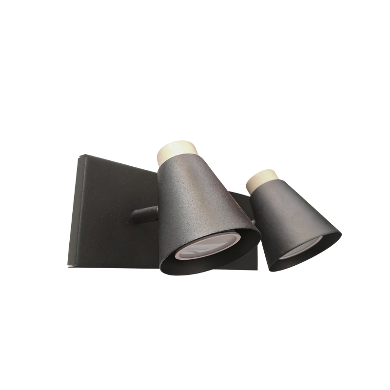 Aplique 2 Luces Con Madera Nordico Dicroica LED GU10